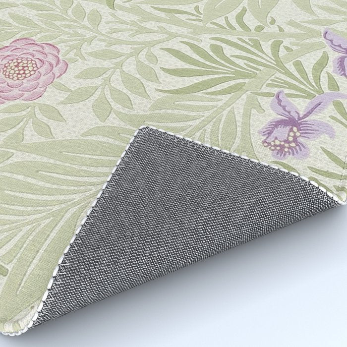 William Morris Larkspur Green Olive Lilac Rug Gallery Image 4