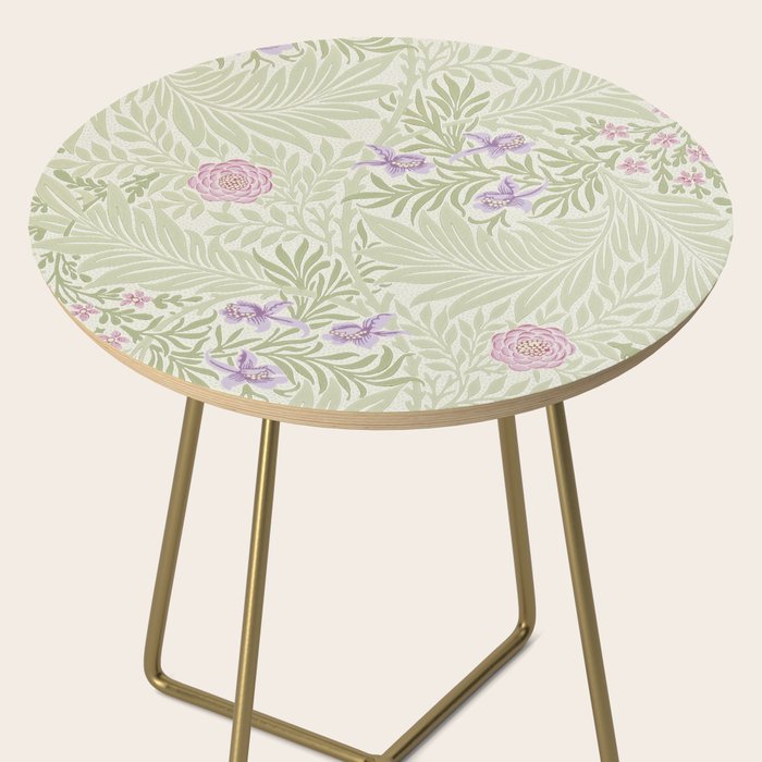 William Morris Larkspur Green Olive Lilac Side Table Gallery Image 2