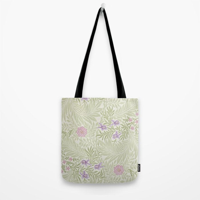 William Morris Larkspur Green Olive Lilac Tote Bag Gallery Image 2