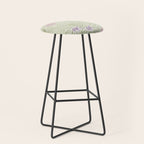 William Morris Larkspur Green Olive Lilac Stool Gallery Image 1
