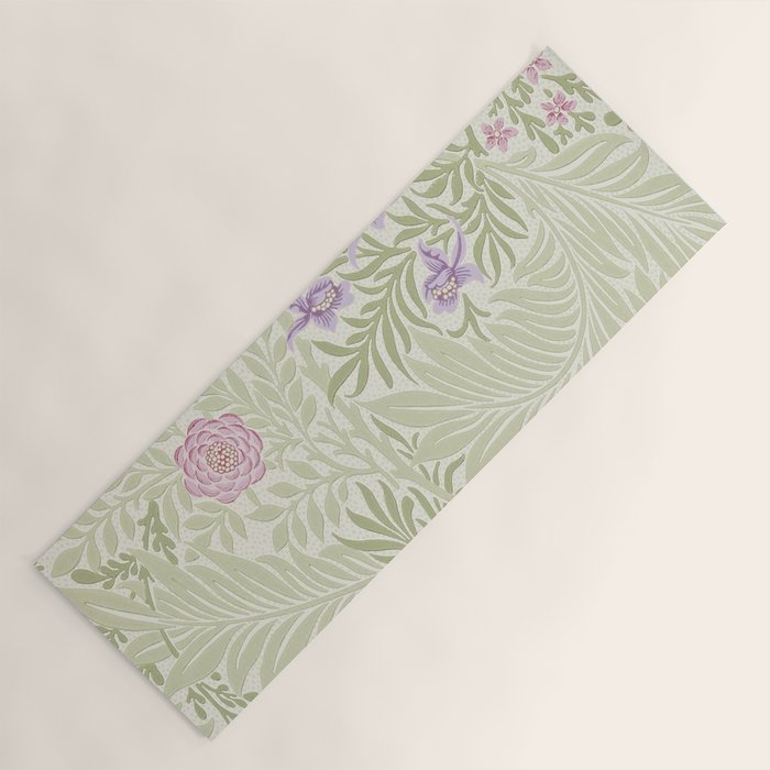 William Morris Larkspur Green Olive Lilac Yoga Mat Gallery Image 1