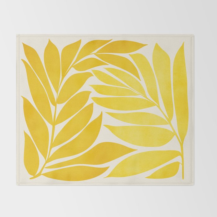 Mid Mod Vines in Yellow Throw Blanket Gallery Image 2
