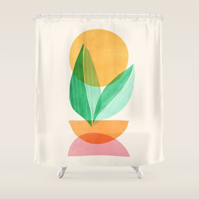 Summer Stack Abstract Plant Illustration Shower Curtain Gallery Image 1