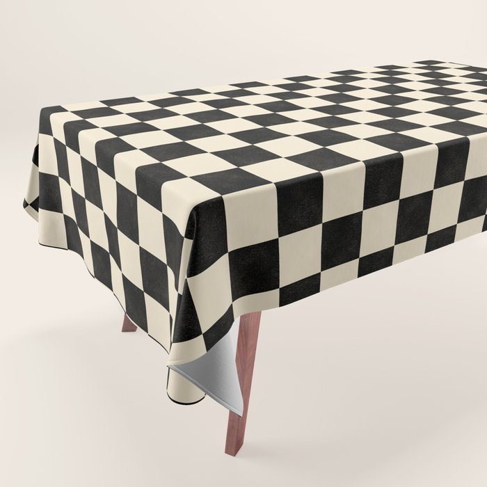 Checkers - Black and Cream Tablecloth Gallery Image 1