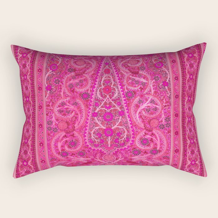 Vintage Iran Rug Bright Pink Rectangular Pillow Gallery Image 2