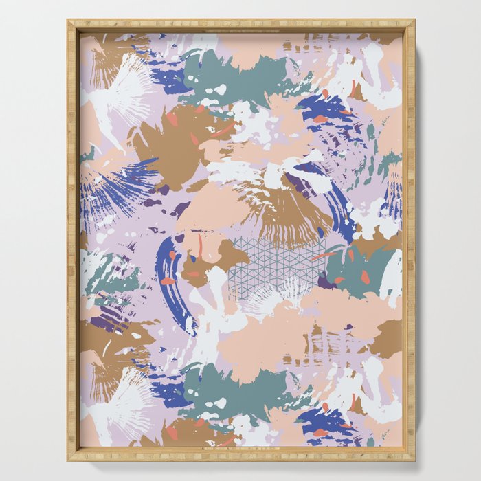 Abstract brush stroke madness Serving Tray Gallery Image 1
