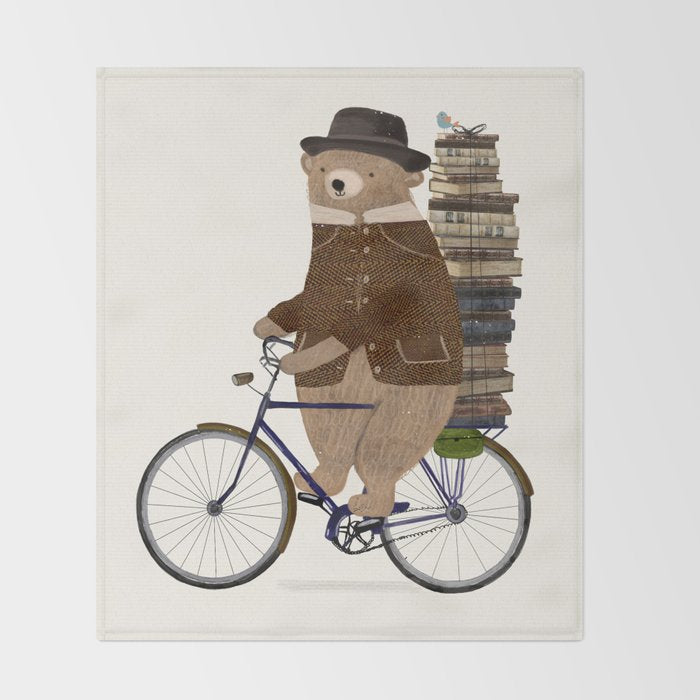 an educated bear Throw Blanket Gallery Image 2
