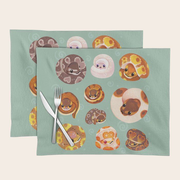 Shy ball pythons - green Placemat Gallery Image 1