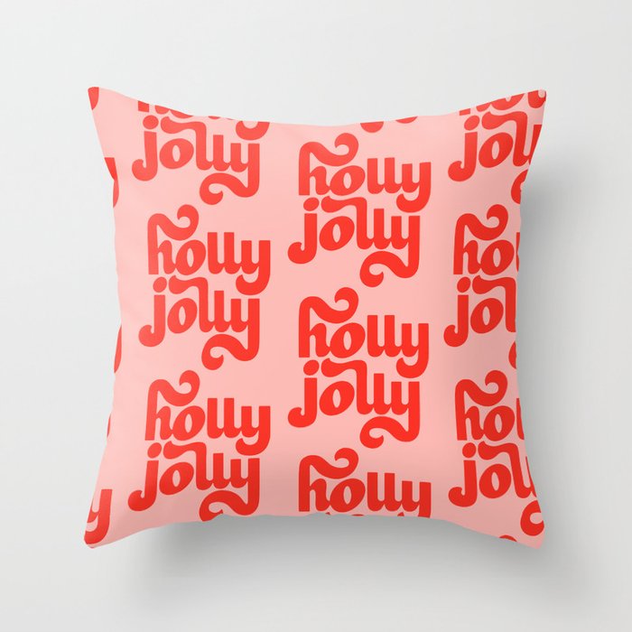 Holly Jolly Pattern Throw Pillow Gallery Image 1