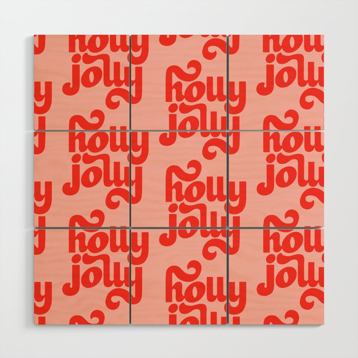 Holly Jolly Pattern Wood Wall Art Gallery Image 1