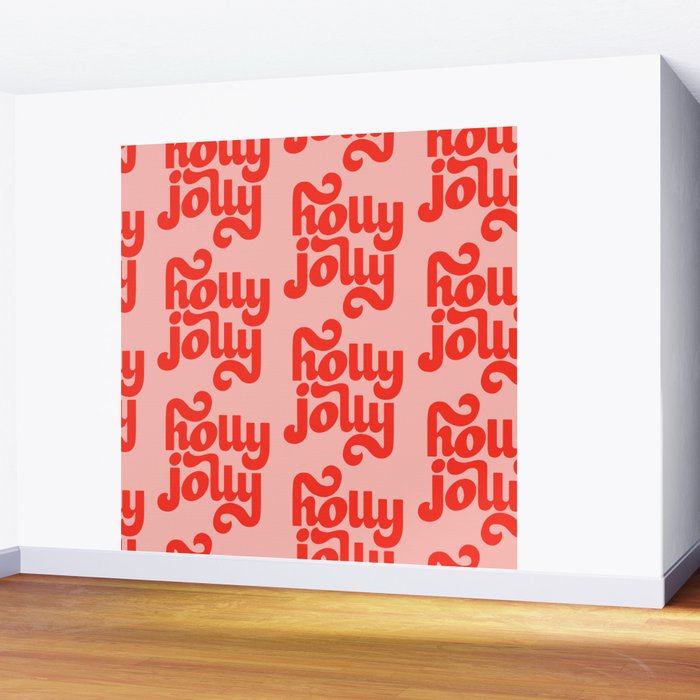 Holly Jolly Pattern Wall Mural Gallery Image 2