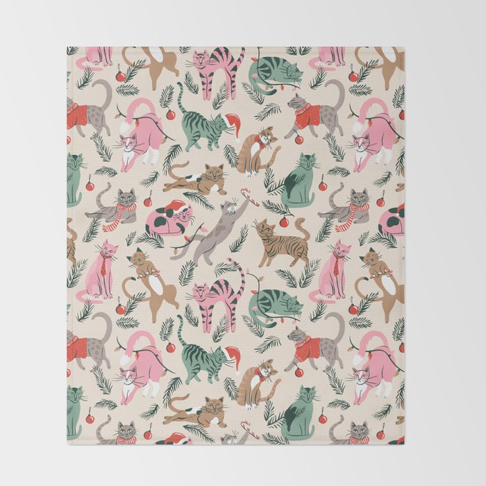 Silly Christmas Cats Throw Blanket Gallery Image 2