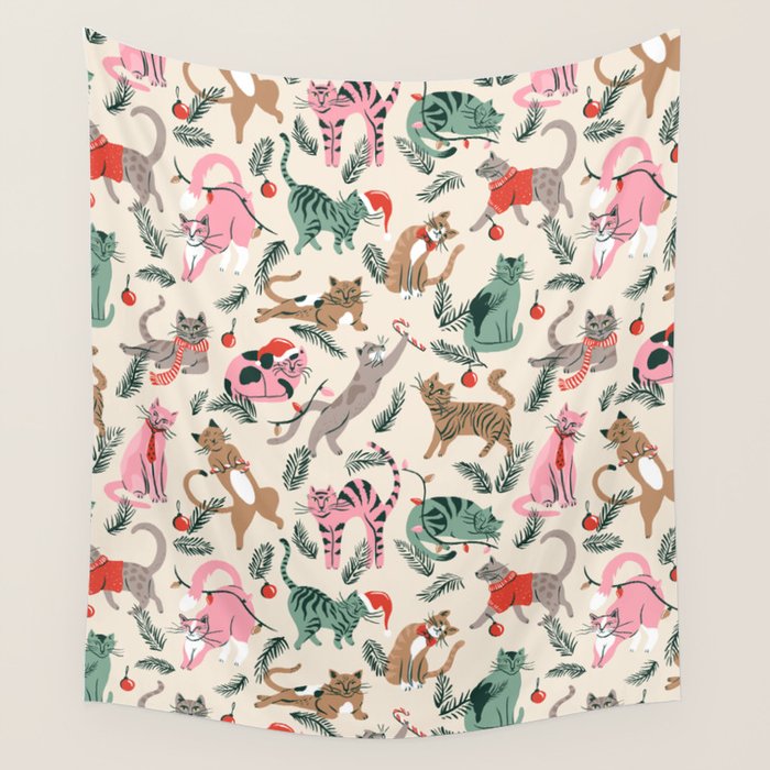Silly Christmas Cats Wall Tapestry Gallery Image 4