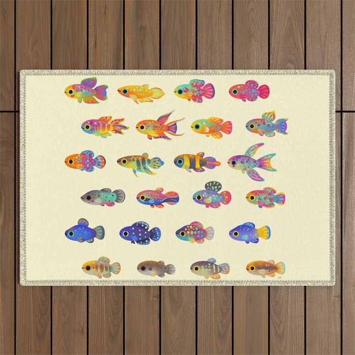 Killifish! - yellow Outdoor Rug Gallery Image 1