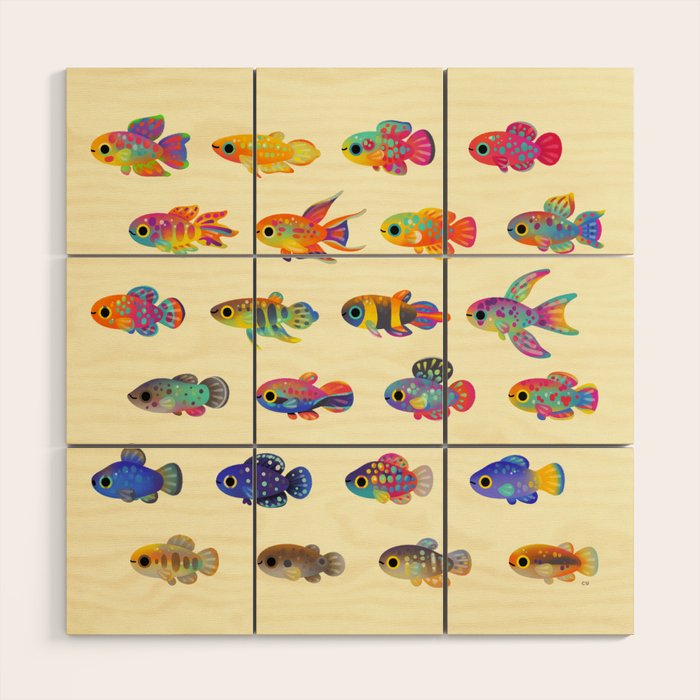 Killifish! - yellow Wood Wall Art Gallery Image 1