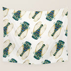 Green & Gold Cicada Wall Tapestry Gallery Image 4