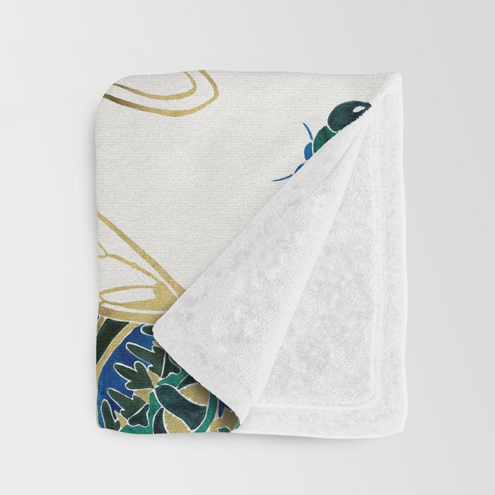 Green & Gold Cicada Throw Blanket Gallery Image 3