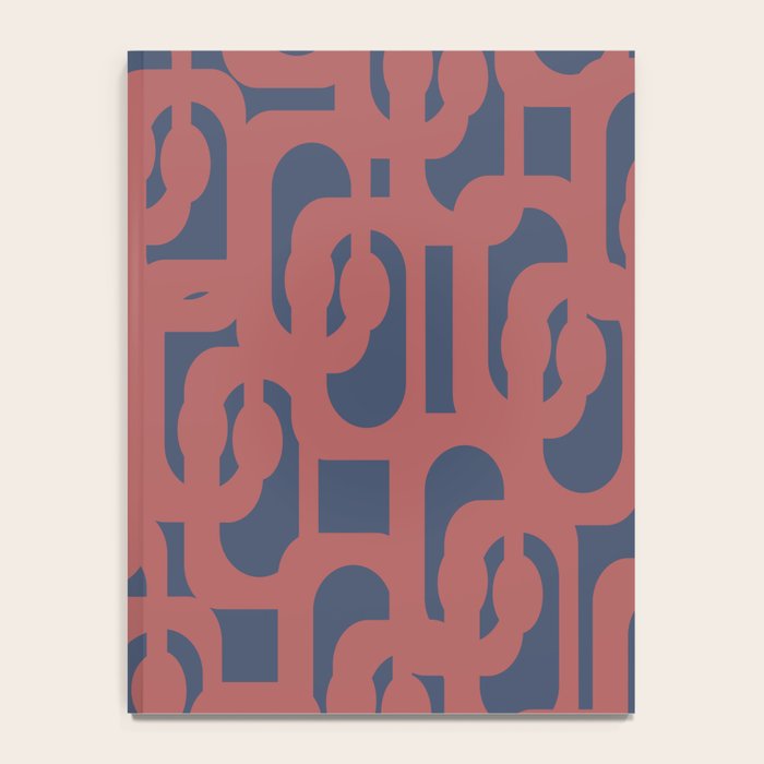 Mid Century Modern Loops Pattern in Maroon and Navy Blue Notebook Gallery Image 4
