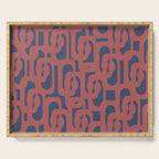 Mid Century Modern Loops Pattern in Maroon and Navy Blue Serving Tray Gallery Image 1