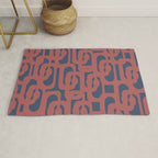 Mid Century Modern Loops Pattern in Maroon and Navy Blue Rug Gallery Image 1