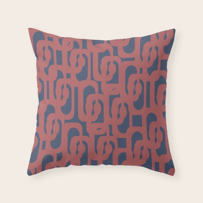 Mid Century Modern Loops Pattern in Maroon and Navy Blue Throw Pillow Gallery Image 6