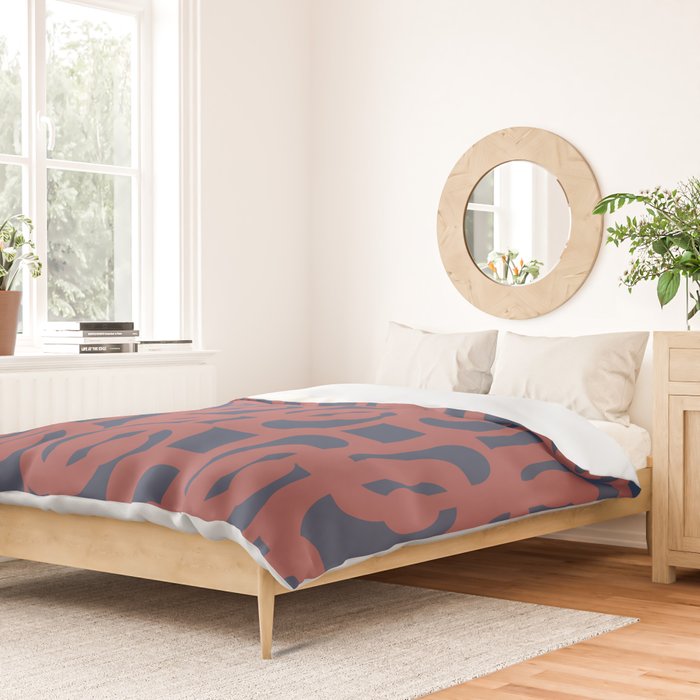 Mid Century Modern Loops Pattern in Maroon and Navy Blue Duvet Cover Gallery Image 2