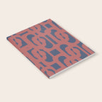 Mid Century Modern Loops Pattern in Maroon and Navy Blue Notebook Gallery Image 2