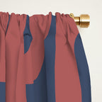 Mid Century Modern Loops Pattern in Maroon and Navy Blue Window Curtain Gallery Image 2
