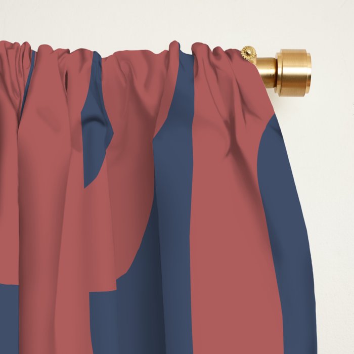 Mid Century Modern Loops Pattern in Maroon and Navy Blue Window Curtain Gallery Image 2