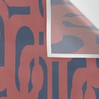 Mid Century Modern Loops Pattern in Maroon and Navy Blue Wall Tapestry Gallery Image 3