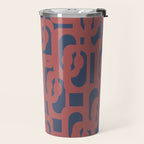 Mid Century Modern Loops Pattern in Maroon and Navy Blue Travel Mug Gallery Image 2
