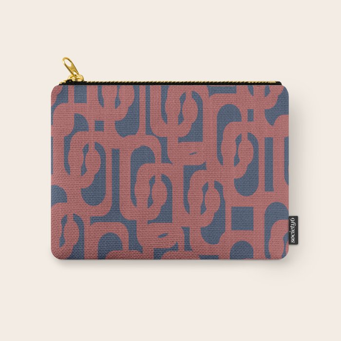 Mid Century Modern Loops Pattern in Maroon and Navy Blue Carry All Pouch Gallery Image 1