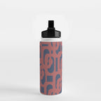 Mid Century Modern Loops Pattern in Maroon and Navy Blue Water Bottle Gallery Image 2