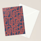 Mid Century Modern Loops Pattern in Maroon and Navy Blue Stationery Card Gallery Image 2
