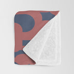 Mid Century Modern Loops Pattern in Maroon and Navy Blue Throw Blanket Gallery Image 3