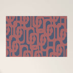 Mid Century Modern Loops Pattern in Maroon and Navy Blue Welcome Mat Gallery Image 1