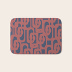 Mid Century Modern Loops Pattern in Maroon and Navy Blue Bath Mat Gallery Image 1