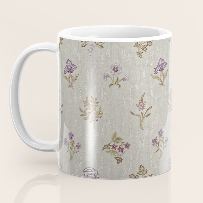 William Morris Kelmscott Trellis Linen Aubergine Coffee Mug Gallery Image 3