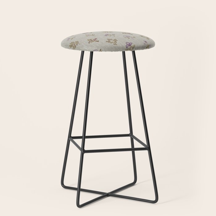 William Morris Kelmscott Trellis Linen Aubergine Stool Gallery Image 1