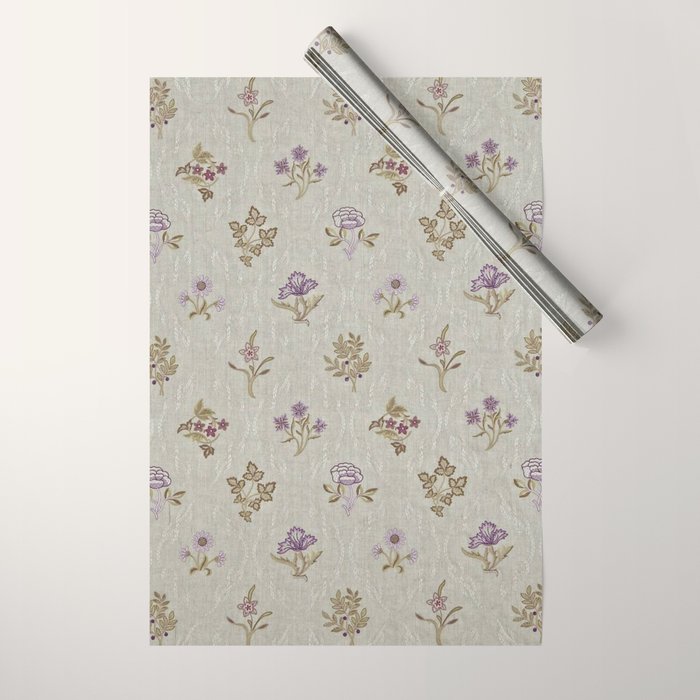 William Morris Kelmscott Trellis Linen Aubergine Wrapping Paper Gallery Image 1