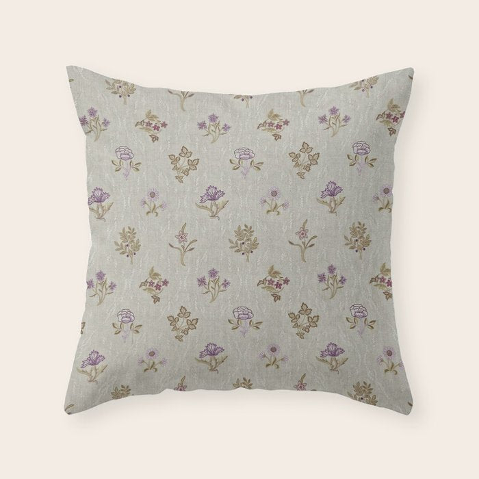 William Morris Kelmscott Trellis Linen Aubergine Throw Pillow Gallery Image 6