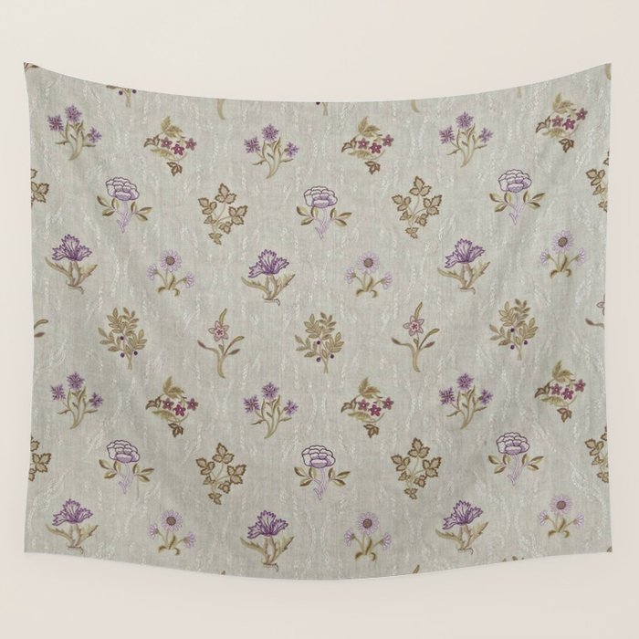 William Morris Kelmscott Trellis Linen Aubergine Wall Tapestry Gallery Image 4