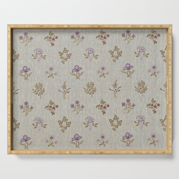 William Morris Kelmscott Trellis Linen Aubergine Serving Tray Gallery Image 1
