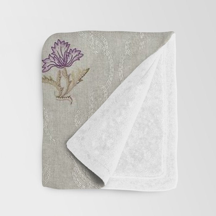 William Morris Kelmscott Trellis Linen Aubergine Throw Blanket Gallery Image 3