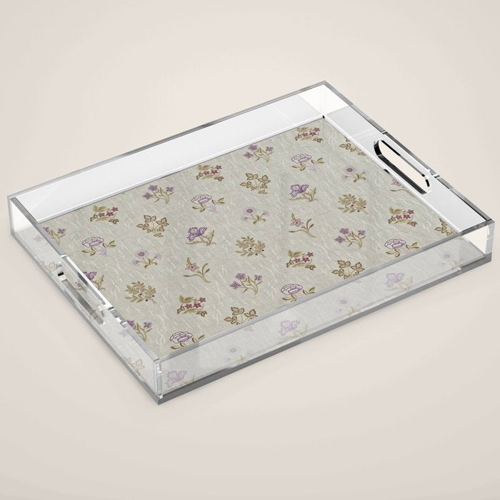 William Morris Kelmscott Trellis Linen Aubergine Acrylic Tray Gallery Image 1