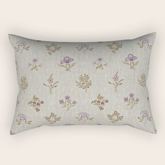 William Morris Kelmscott Trellis Linen Aubergine Rectangular Pillow Gallery Image 1