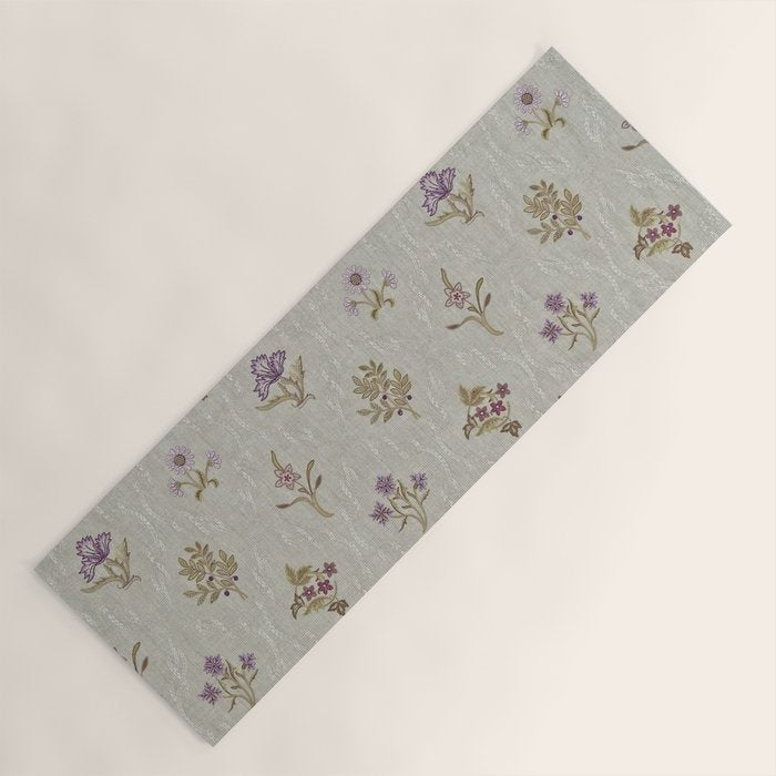 William Morris Kelmscott Trellis Linen Aubergine Yoga Mat Gallery Image 1