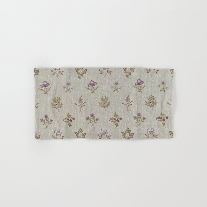 William Morris Kelmscott Trellis Linen Aubergine Bath Towel Gallery Image 1