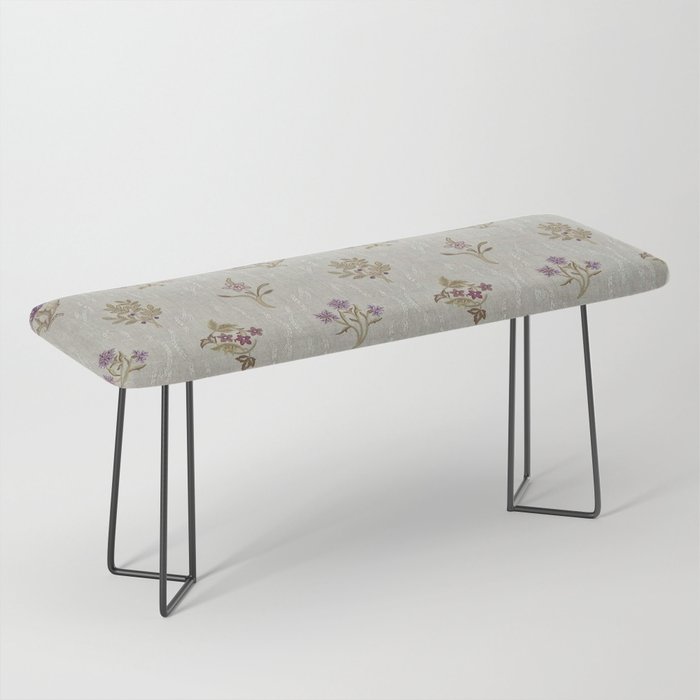 William Morris Kelmscott Trellis Linen Aubergine Bench Gallery Image 1