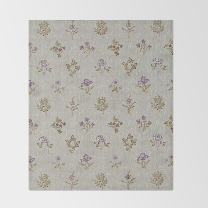 William Morris Kelmscott Trellis Linen Aubergine Throw Blanket Gallery Image 2